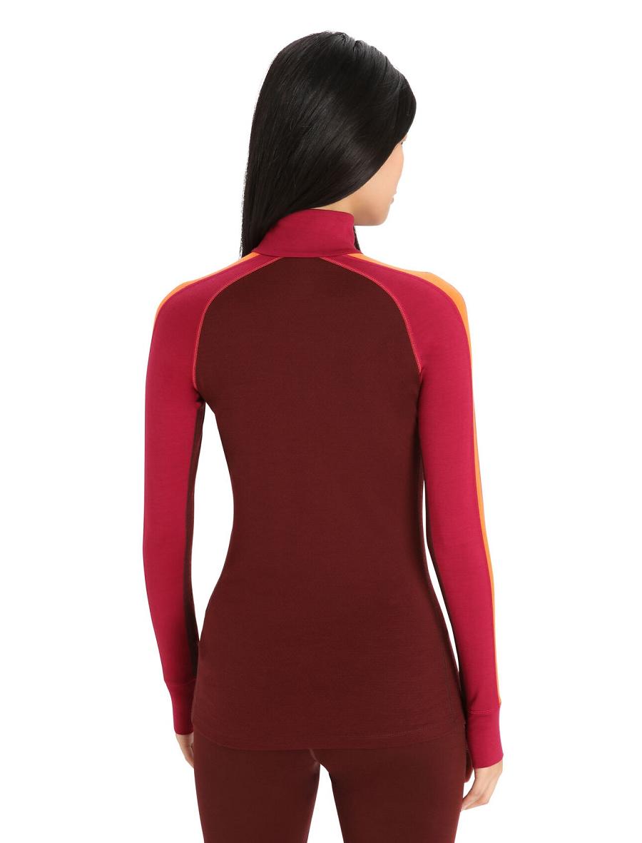 Cherry / Espresso Women's Icebreaker 260 ZoneKnit™ Merino Long Sleeve Half Zip Base Layers | USA 1881YXFU